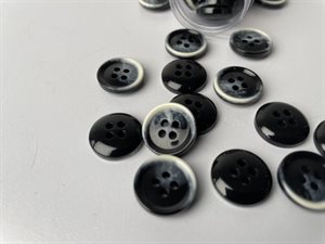 Knap - flot og sort farvespil, 15 mm